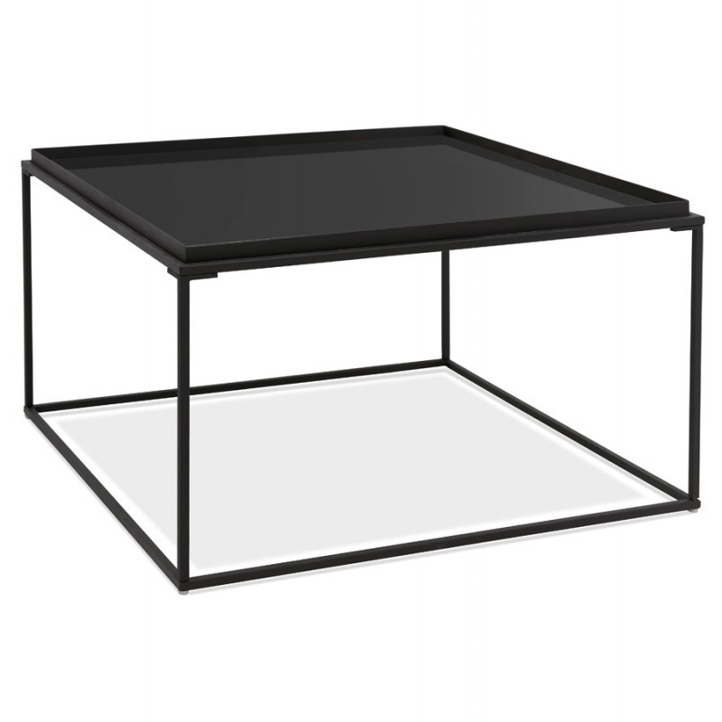 Abril Black Glass Coffee Table, Small Square Black Glass Coffee Table
